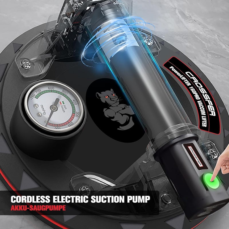 BDS Maschinen Glass Suction Lifter With Electric Pump 160 Kg Loading 25 mm Seal Thickness Electric Vacuum Suction Lifter For Tiles Stone Wood Glass PowerLIFTER 160PRO CROSSFER Germany - Image 3
