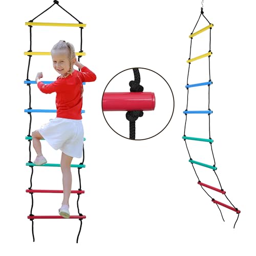 VIXERA Playing Equipment for Kids 3 in 1, Disc Swing Set with Ninja Rope Ladder & Trapeze Bar with Rings for Kids Climbing Swing, Indoor & Outdoor Play Structure - Image 3