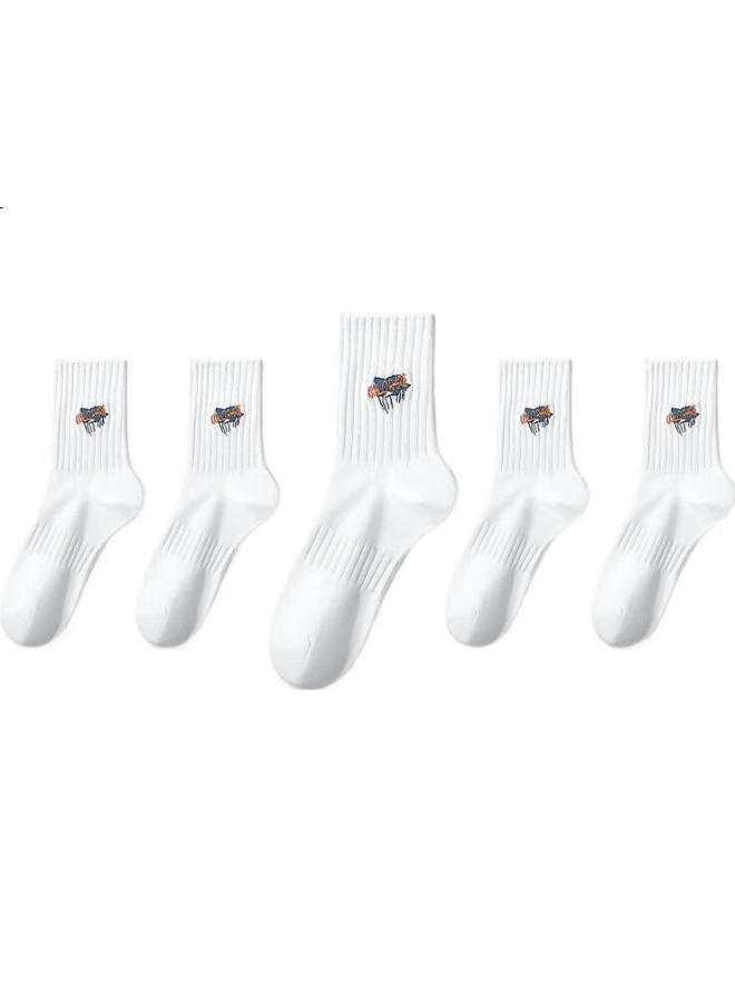 As plant Men'S Summer Mid-Tube Socks Pure Cotton 7A Grade Antibacterial And Odor-Resistant Boneless Wear-Resistant Trendy Embroidered Basketball Long Socks - Image 3
