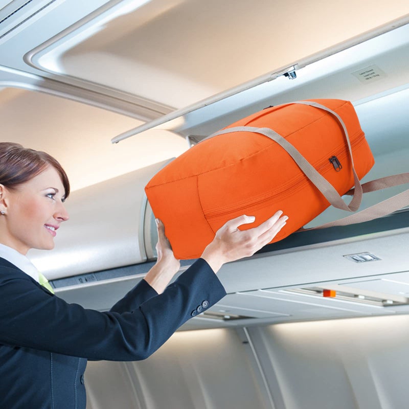 WANDF For Spirit Airlines Personal Item Bag 18x14x8 Travel Duffel Bag Underseat Foldable Carry-on Luggage for Women (A-Orange) - Image 4
