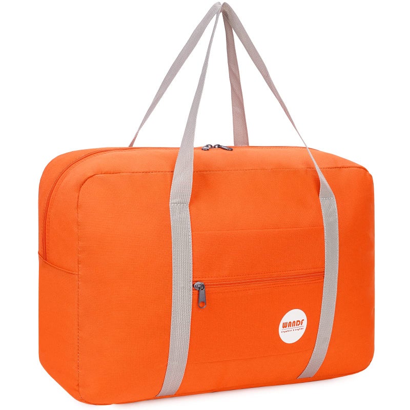 WANDF For Spirit Airlines Personal Item Bag 18x14x8 Travel Duffel Bag Underseat Foldable Carry-on Luggage for Women (A-Orange) - Image 1