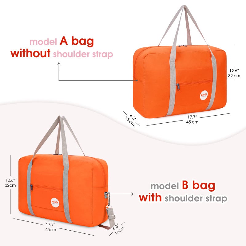 WANDF For Spirit Airlines Personal Item Bag 18x14x8 Travel Duffel Bag Underseat Foldable Carry-on Luggage for Women (A-Orange) - Image 3