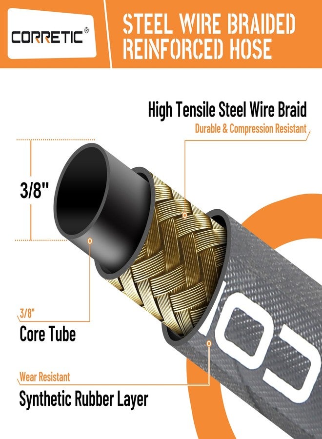 Corretic 3/8" Pressure Washer Hose for Cold and Hot Water, 4200psi Power Washer Hose with Kink Free Swivel Quick Connect, Steel Wire Braided & Synthetic Rubber Jacket, 2 M22 14mm Adapter Set - Image 3