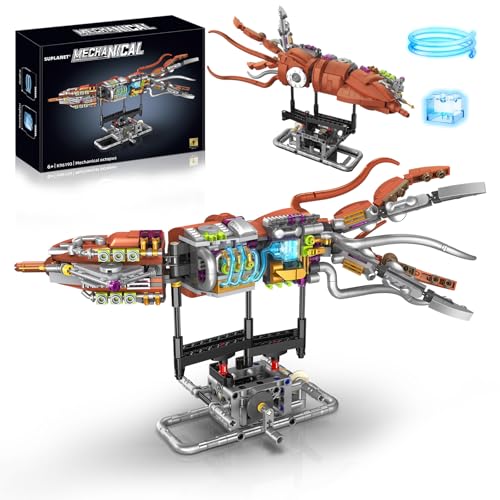 Suplanet Mechanical Squid Building Set with Lights Rotatable Link Components Display Stand STEM Building Set for Boys and Girls 814 Home Office Decor for Adults Mechanical Enthusiasts633PCS - Image 1