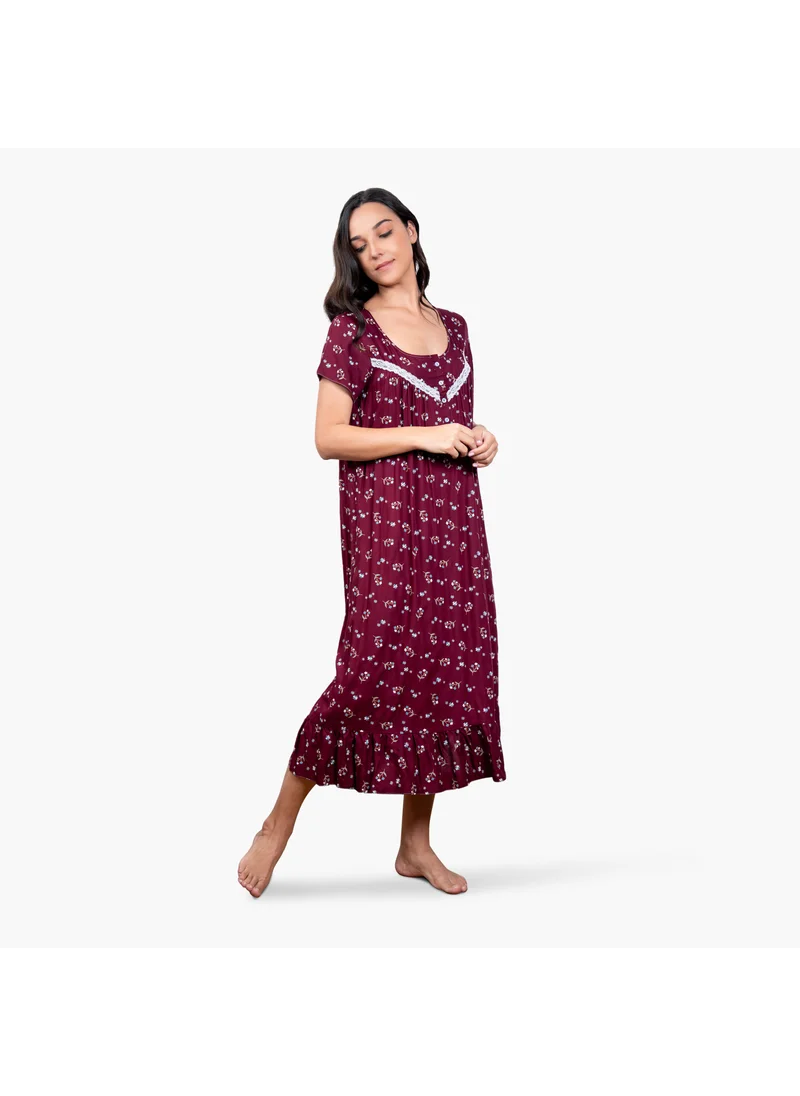 أدريا Floral Print Night Gown