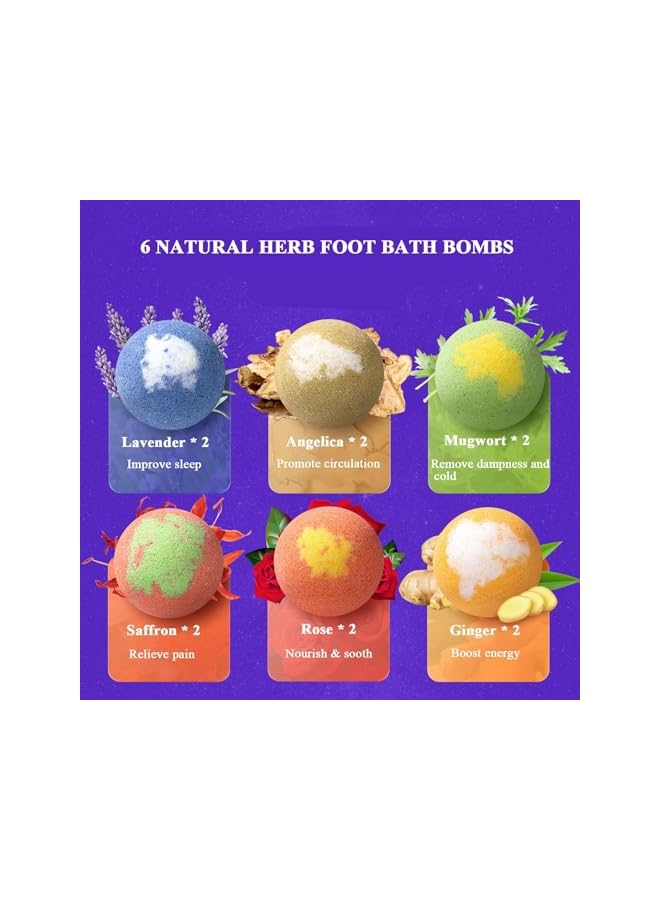 عبوة 12 قنبلة استحمام للقدم، قنابل فموية طبيعية مع ملح الحمام وزيوت أساسية، قنابل استحمام يديوية لتجربة سبا للقدمين مريحة، لتنعيم وترطيب الأقدام الجافة. - Image 2