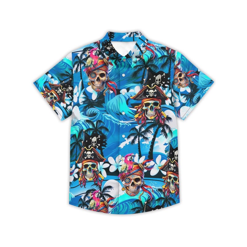 THE PIRATE KING Funny Hawaiian Shirt Pirate Skull Men's Aloha Shirt Beach Vacation Short Sleeve Casual Button Down Shirt - Image 4