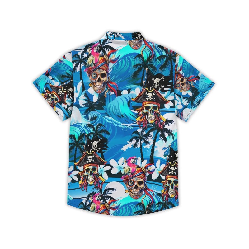 THE PIRATE KING Funny Hawaiian Shirt Pirate Skull Men's Aloha Shirt Beach Vacation Short Sleeve Casual Button Down Shirt - Image 5