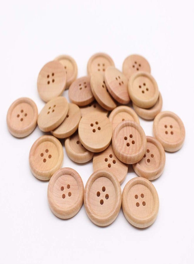 YaHoGa 30pcs 28mm (1 1/8 inch) Wood Buttons Large Natural Wooden Buttons for Sewing Sweater Crafts Bulk - Image 2
