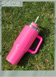 HOMESTAR Thermal Mug with Straw Double-Walled Vacuum Insulated Car Mug, Travel Mug With Handle And Straw, For Iced Coffee, Hot or Cold Tea and Beverage  - Image 2