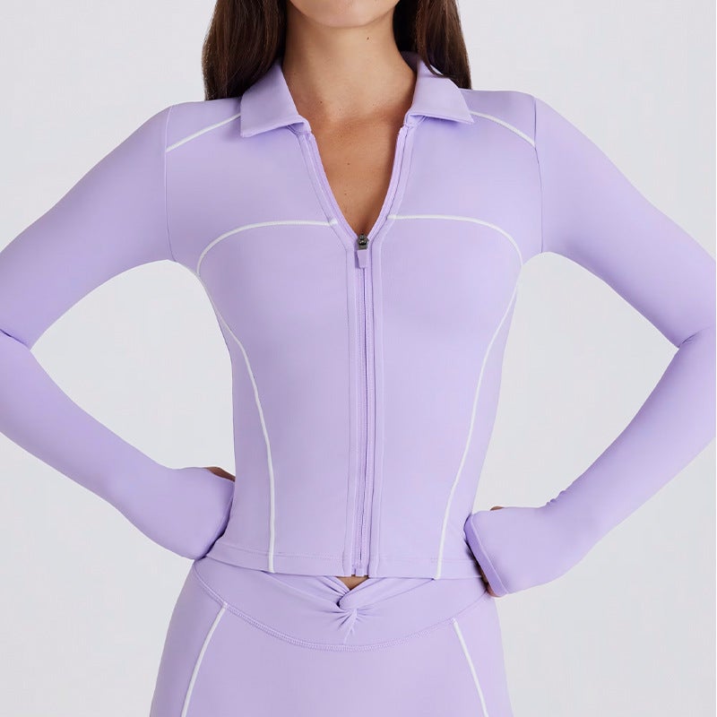 GYMCOCO Women's Quick-Dry Long-Sleeve Zip-Up Yoga Jacket - Image 4