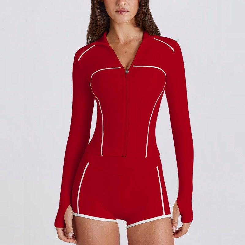 GYMCOCO Women's Quick-Dry Long-Sleeve Zip-Up Yoga Jacket - Image 1