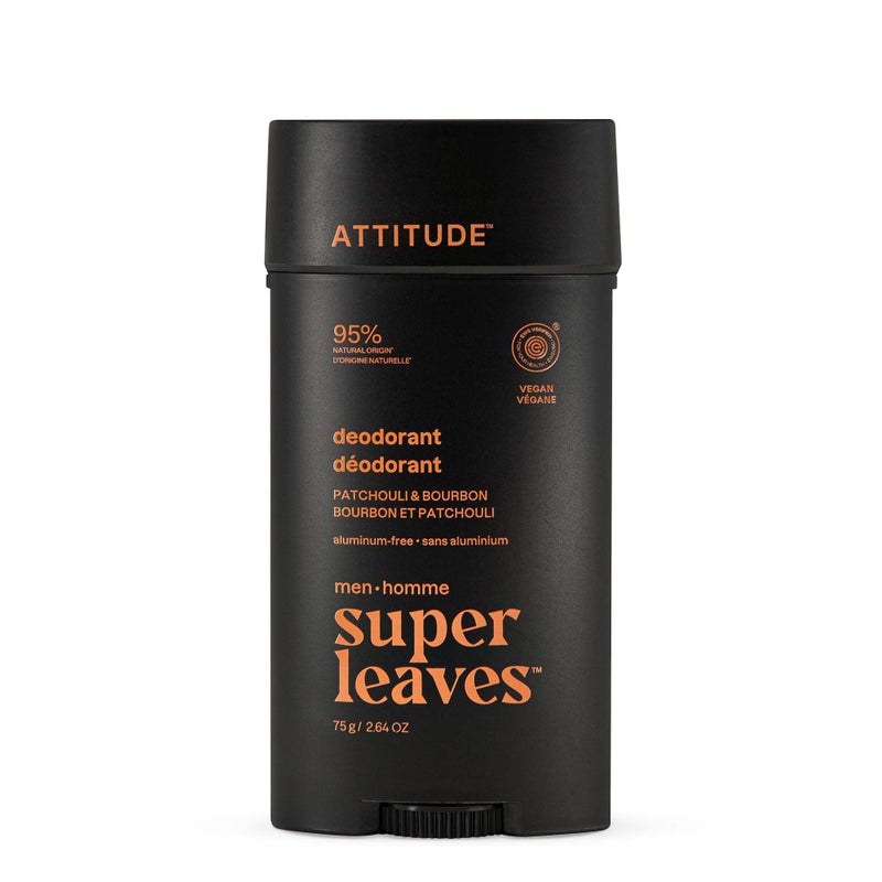 ATTITUDE Aluminum-Free Deodorant for Men, 95% Natural Origin Ingredients, EWG Verified, Plant Based Odor Control, With Baking Soda, Patchouli & Bourbon, 2.64 Oz - Image 1