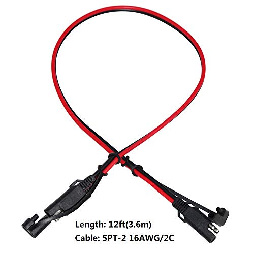 SPARKING كابل تمديد SAE بطول 12 قدم 16AWG - كابل تمديد SAE، موصل سريع 2 دبوس SAE 16awg مع غطاء مقاوم للماء - Image 2