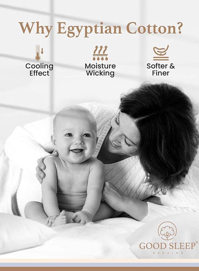 Good Sleep Bedding Egyptian Cotton Bed Sheets Full Size, 4 Piece Luxury Sheet Set, Long Staple Cotton Bedding, Sateen Weave, Full, White - Image 5