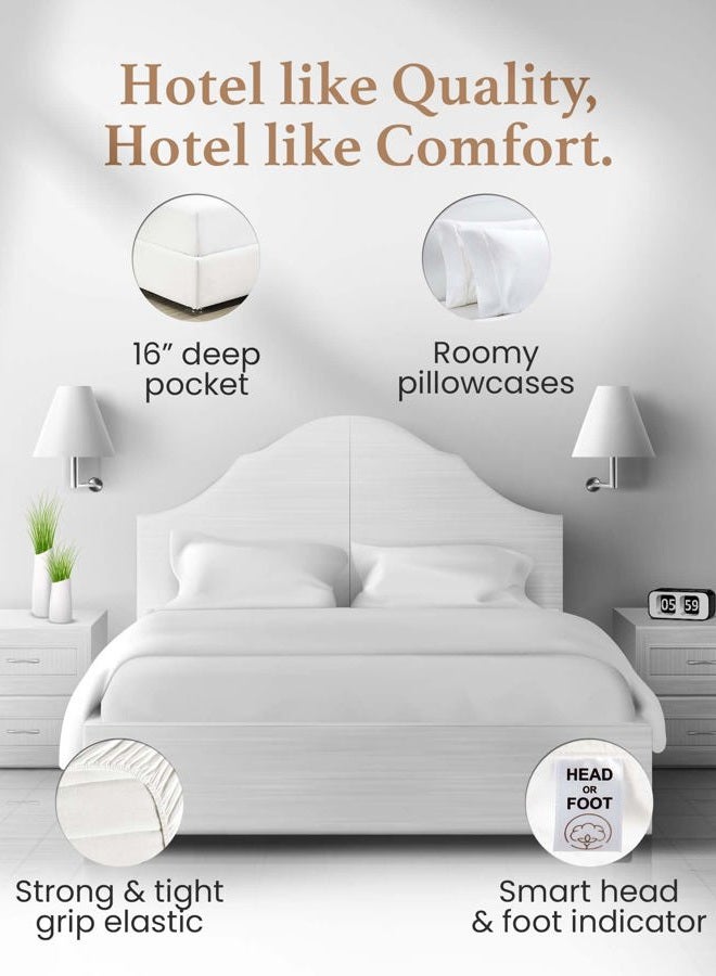 Good Sleep Bedding Egyptian Cotton Bed Sheets Full Size, 4 Piece Luxury Sheet Set, Long Staple Cotton Bedding, Sateen Weave, Full, White - Image 3