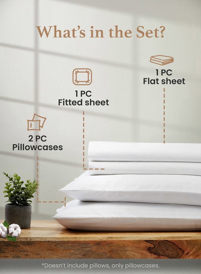Good Sleep Bedding Egyptian Cotton Bed Sheets Full Size, 4 Piece Luxury Sheet Set, Long Staple Cotton Bedding, Sateen Weave, Full, White - Image 2