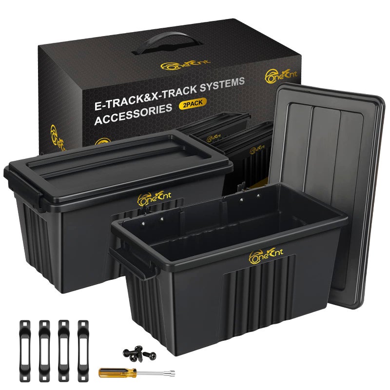 Onesnt 2 Pack ETrack Basket Storage Bin for E Track Accessories for Enclosed Trailer System to Tool Organizer Workshop Garage