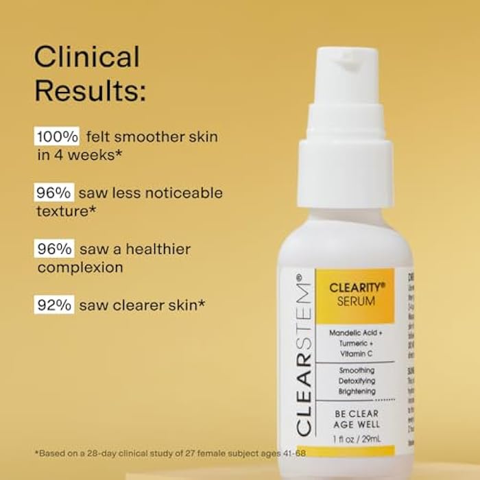 CLEARSTEM - CLEARITY The Blackhead Dissolver Mandelic Acid Serum - Vitamin C, Turmeric, Collagen Boost - All Skin Types - Facial Skin Care Products - Gluten Free, Cruelty Free - 1 fl oz / 29ml - Image 5