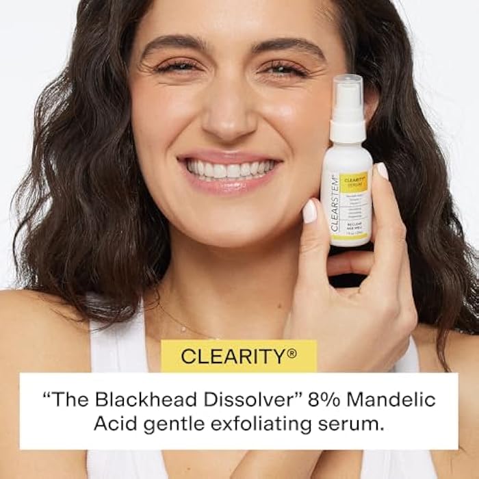 CLEARSTEM - CLEARITY The Blackhead Dissolver Mandelic Acid Serum - Vitamin C, Turmeric, Collagen Boost - All Skin Types - Facial Skin Care Products - Gluten Free, Cruelty Free - 1 fl oz / 29ml - Image 2