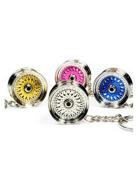 Car Auto Part Model compatible with BBS Wheel Metallic keychain (1 Piece) Cool Gift (Assorted Color)