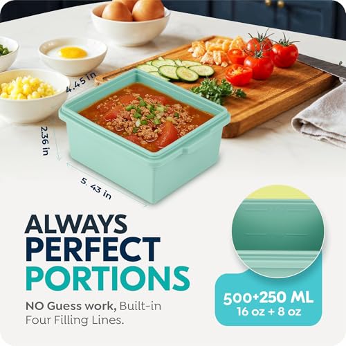 CyhHave Silicone Soup Freezer Molds with Lids, 2 Cup Extra Large Ice Cube Tray, BPA-Free, Perfect for Freezing Broth, lasagna, Baked Goods, Meal Prepping and More, Dishwasher, Microwave & Oven Safe - 4 Pack - Image 2