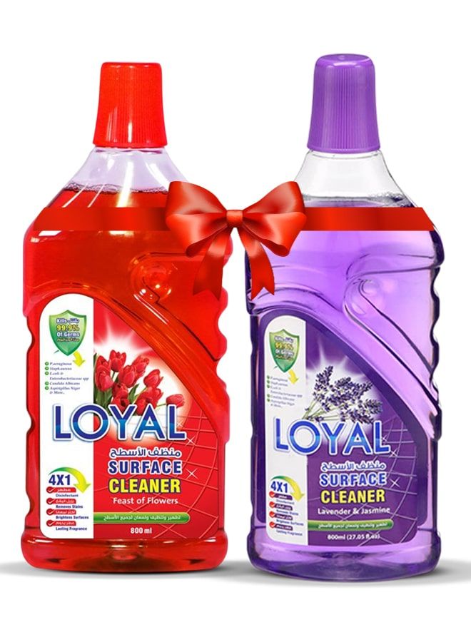 لويال منظف ​​أسطح 2 × 800 مل برائحة اللافندر والياسمين + وليمة الزهور