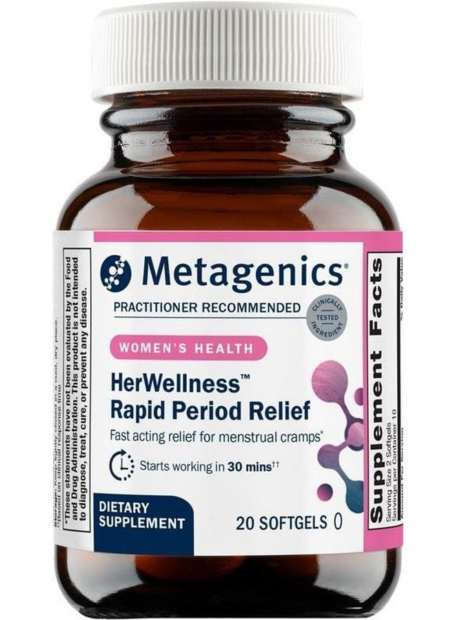 Metagenics ميتاجينيكس هيرويلنس رايديد بيرود ريليف - مكمل عشبي عالي الجودة لدعم تقلصات الدورة الشهرية، آلام الظهر، توتر الرأس، والإرهاق* - يحتوي على الكركم والبوسويليا - 20 كبسولة لينة - Image 1
