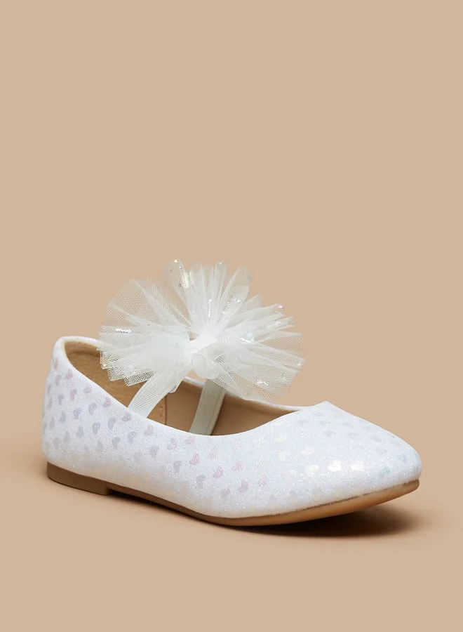 فلورا بيلا من شو إكسبرس Girl's Printed Mary Jane Shoes With Bow Applique And Elasticated Strap Ramadan Collection