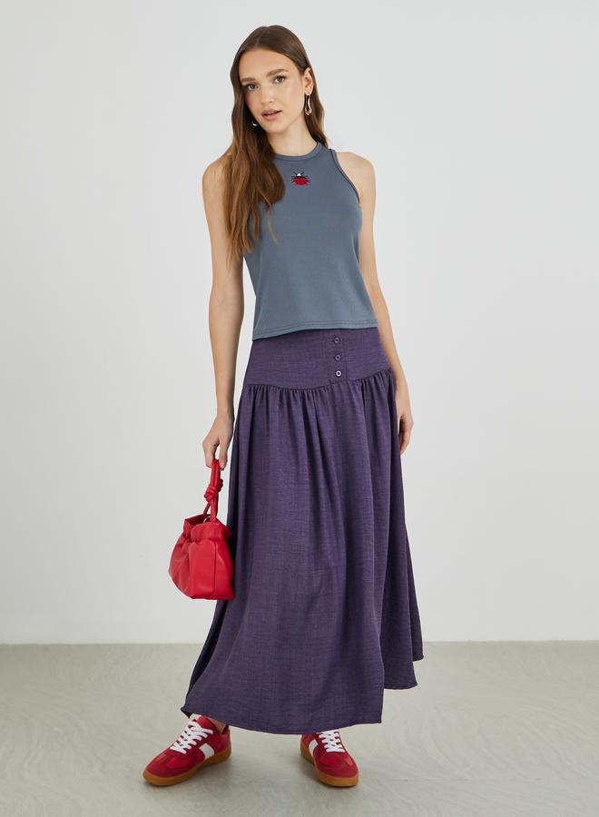 تايك تو بلوزة مربعة بياقة مطرزة بتفاصيل مزدوجة - Image 2