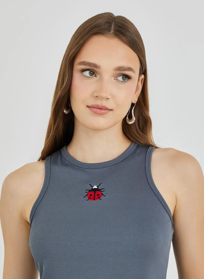 Take Two Take Two Embroidery Detail Square Neck Top