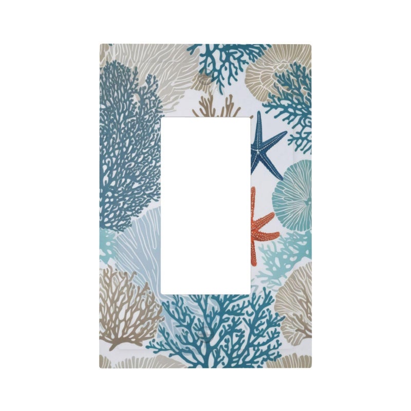 Yamxbfa Nautical Ocean Colorful Seashell Blue Starfish Single Rocker Outlet Covers Decorative 1 Gang Light Switch Cover Gfci Electrical Wall Plate Plug Switchplate Face Plate for Bathroom Decora - Image 2