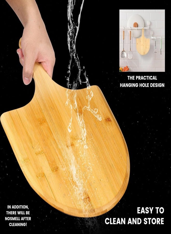 TMWEFUSC 2 Pack Pizza Peel 11 Inch, Natural Bamboo Pizza Spatula Wooden Pizza Spatula Paddle Board for Home Pizza Cutting，Cheese, Bread,Fruit,Vegetable Oragaznie (2) - Image 4
