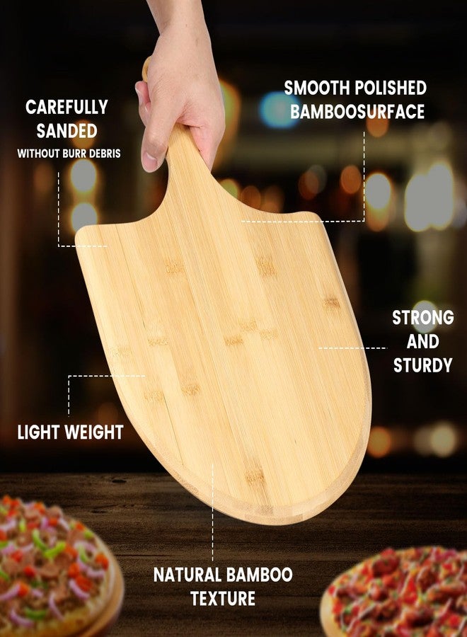 TMWEFUSC 2 Pack Pizza Peel 11 Inch, Natural Bamboo Pizza Spatula Wooden Pizza Spatula Paddle Board for Home Pizza Cutting，Cheese, Bread,Fruit,Vegetable Oragaznie (2) - Image 5