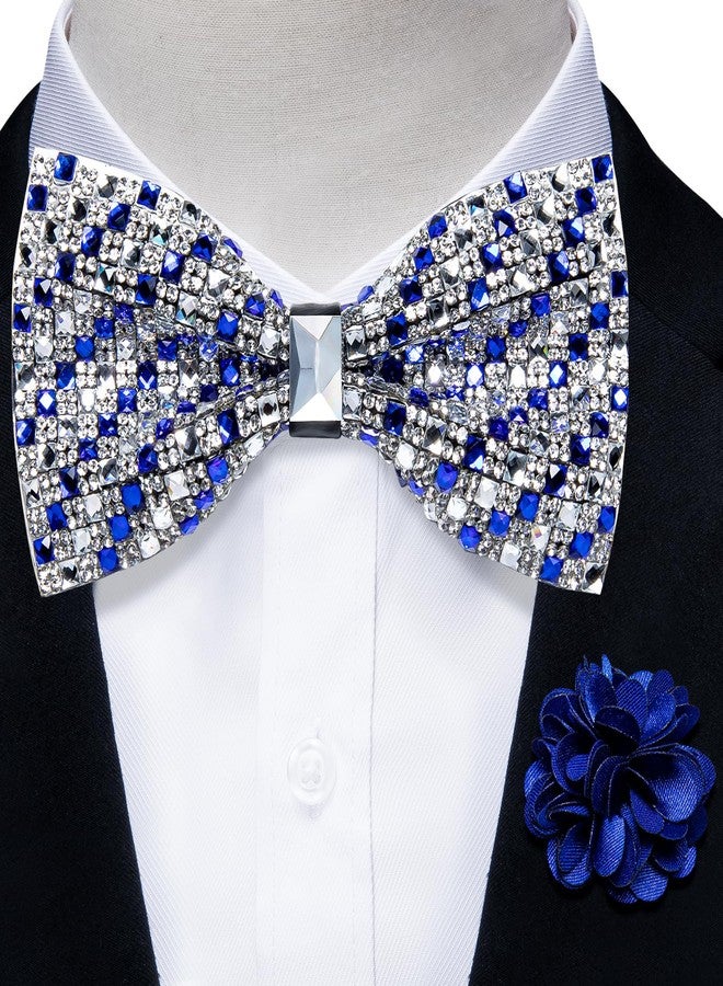 DiBanGu Royal Blue Rhinestone Bow Ties for Men - Image 2