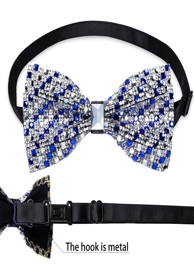 DiBanGu Royal Blue Rhinestone Bow Ties for Men - Image 5