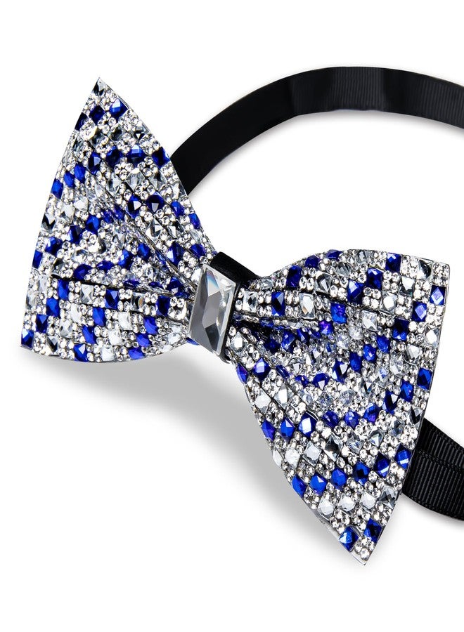 DiBanGu Royal Blue Rhinestone Bow Ties for Men - Image 4