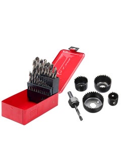 Digital Craft Digital Craft 25PcsSet Twist High Speed Steel Drill Set Drilling Bit Metal Metric Tools 113mm Woodworking Metal Tools 6pcs Hole Saw Set Hole Saw Cutter with Mandrel Wood Working Drill Bit 