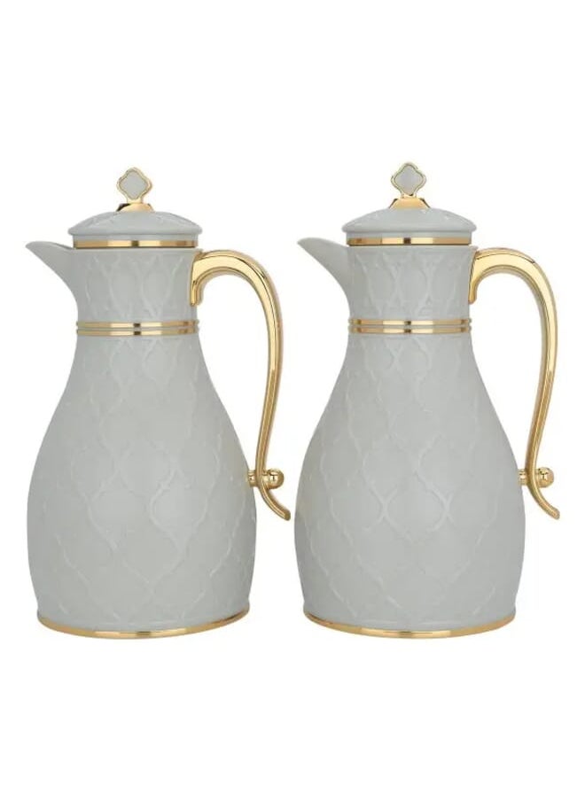 Alsaif Gallery Nahla thermos light gray with golden handle 2 pieces  - Image 1