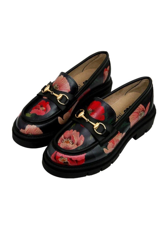 Dogo Women's Vegan Leather Black Loafer - Poppy Design. - Image 1