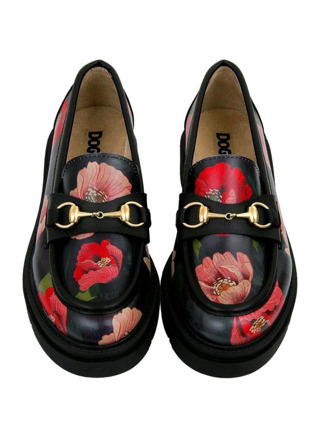 Dogo Women's Vegan Leather Black Loafer - Poppy Design. - Image 2