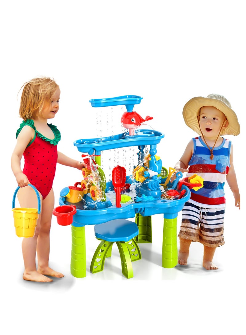 XiuWoo Water Table for Toddlers, Sand and Water Play Table Summer Beach Toys Summer Outdoor Toys Garden Toy for Boys Girls 3-6 years old, Activity Sensory Table Summer Beach Outside Toys  - Image 1
