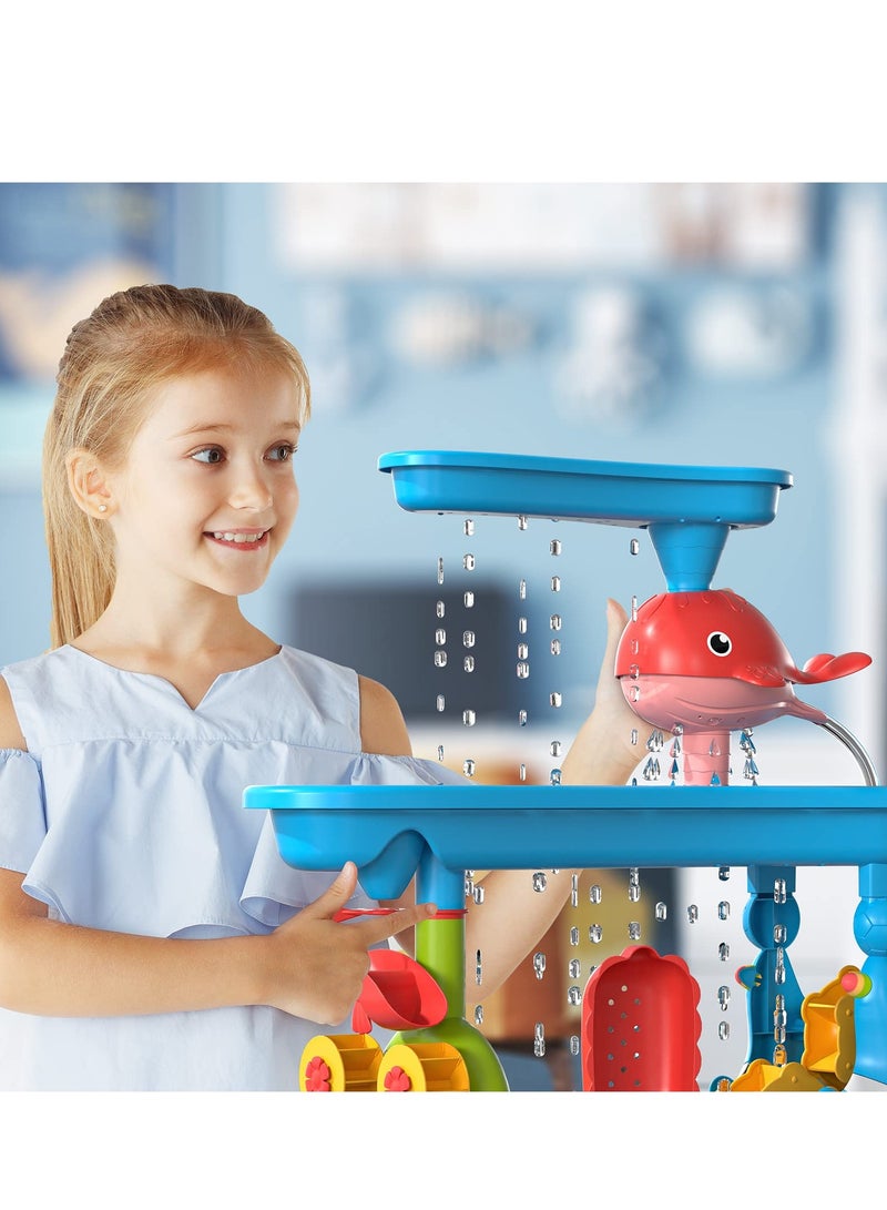 XiuWoo Water Table for Toddlers, Sand and Water Play Table Summer Beach Toys Summer Outdoor Toys Garden Toy for Boys Girls 3-6 years old, Activity Sensory Table Summer Beach Outside Toys  - Image 2