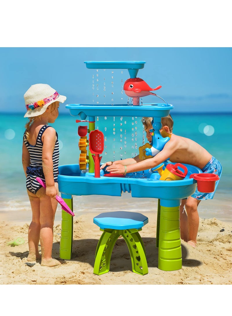 XiuWoo Water Table for Toddlers, Sand and Water Play Table Summer Beach Toys Summer Outdoor Toys Garden Toy for Boys Girls 3-6 years old, Activity Sensory Table Summer Beach Outside Toys  - Image 4