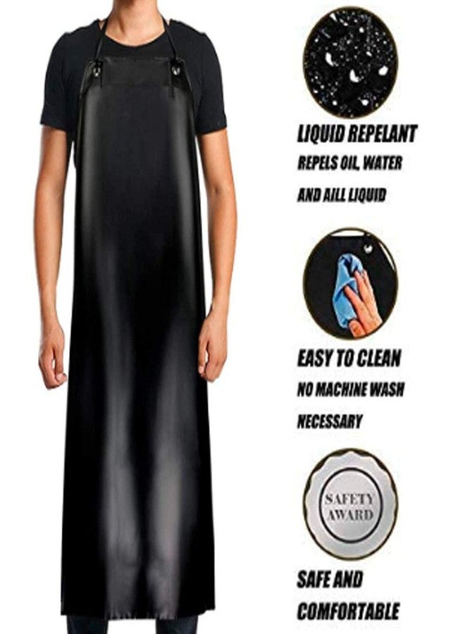 Lchkrep Men's Black Vinyl Apron, Lightweight, Heavy Duty, 43"x29" (1 Pack) - Waterproof, Ideal for Dishwashing, Butchering, Dog Grooming, Fish Cleaning - Image 5