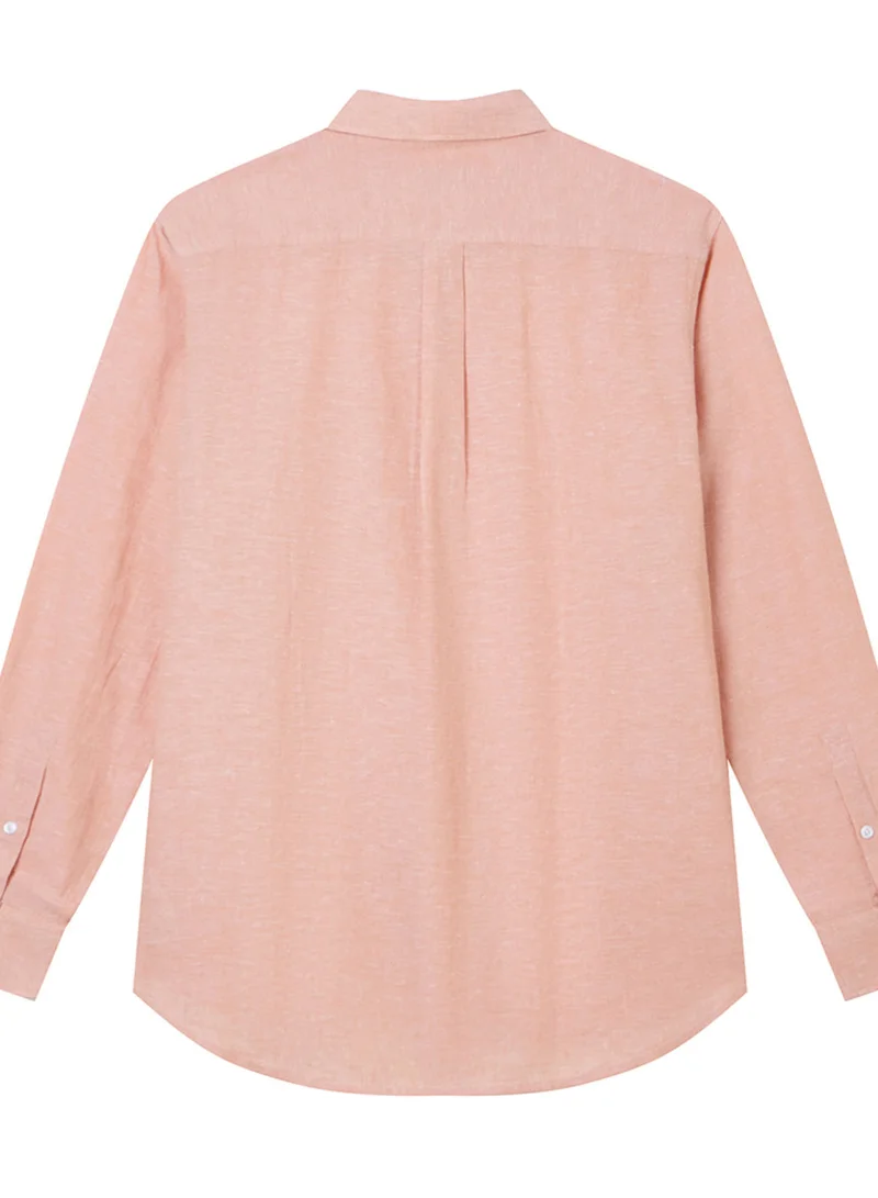 GIORDANO Men's Slim Linen Cotton Solid Shirt