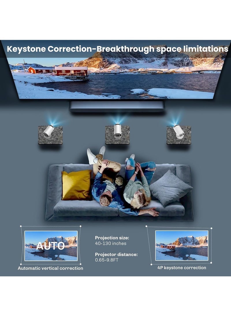 DUSALA Smart Projector 4K with Android OS, WiFi 6 & Bluetooth 5.2 – 180° Rotating Stand, Auto Focus, Electric Keystone, 1080P Full HD, Built-in Apps & HiFi Speakers - Image 3