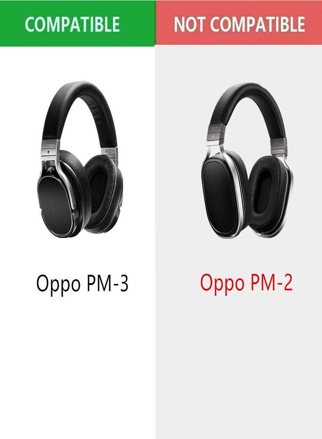 YDYBZB وسادات أذن بديلة وسادة أذن متوافقة مع سماعات Oppo PM-3 PM3 PM 3 (جلد خروف أسود) - Image 2