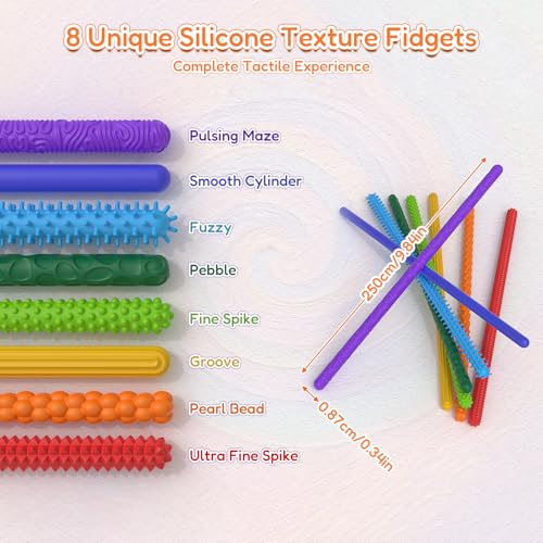 Gnicaela 8Pack Sensory Stretchy Fidget Toys for Kids Stress Relief Toys for Anxiety ADHD Autism Special Needs Flexible Fidget Sticks for Toddlers Boys Girls Ideal Christmas Stocking Stuffers - Image 5
