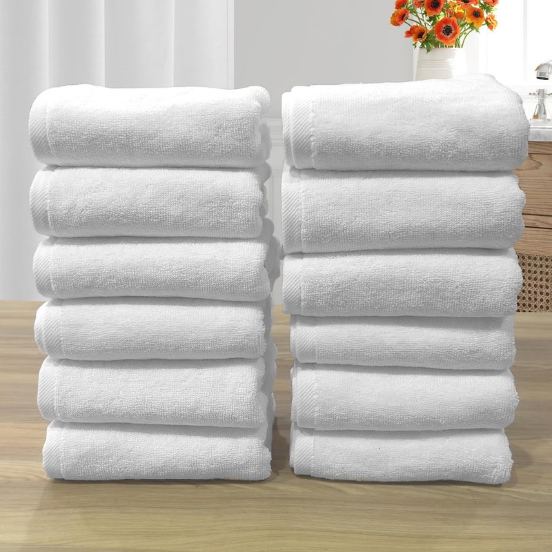 LABHAM - Hotel Premium 700GSM, Pure Cotton, Super Soft, Anti Microbial, Hand Towel (40cm x 60cm), Pack of 12 - White - Image 2